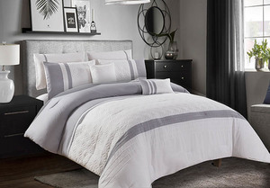 Products: BRAND NEW 7 piece quilted and pleated comforter set 104
