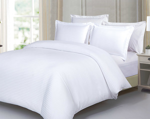 Products: PLAIN 3 PIECE DUVET COVER SET with DAMASK STRIPE
