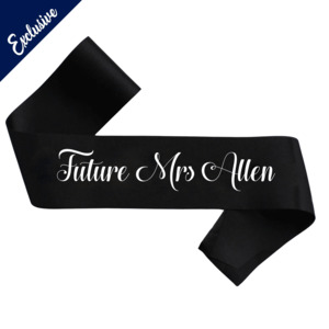 Personalised Satin Sash BLACK NEW