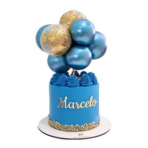 Mini Balloon Garland Cake Topper Set Chrome Metallic Blue & Gold