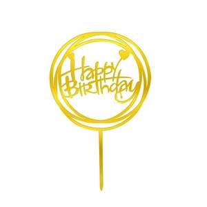 Cupcake Toppers: Happy Birthday Round Cake Topper 5 Colours