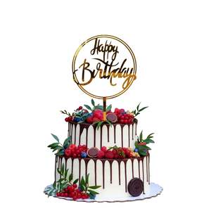 Happy Birthday Round Cake Topper  3 colours