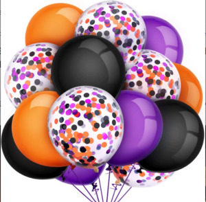 Halloween Balloon Pack – Black, Orange & Purple Mix (15 Pack)