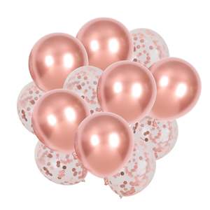 Balloon Latex: Rose Gold Confetti & Chrome Metallic Balloons 12 Pack