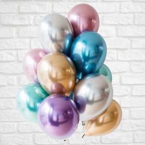 Balloon Latex: Mixed Chrome Metallic Balloons 12 Pack