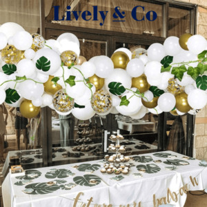 Balloon DIY Garland - White & Gold, Leaves & Iv