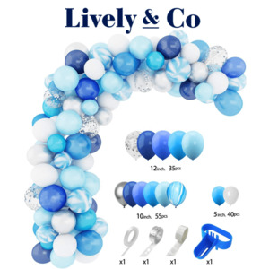 Balloon Garlands: Balloon DIY Garland - Baby Boy Blues, White & Silver