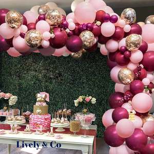 Balloon DIY Garland - Burgundy, Pale Pink & Gold