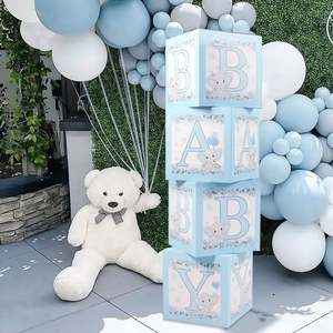 Balloon Boxes: Baby Boxes Baby Shower Blue Balloon Box with Elephant Set