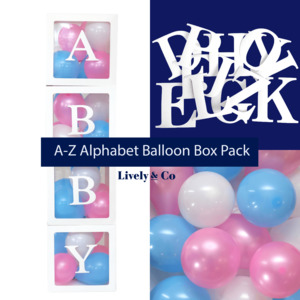 A-Z Alphabet Balloon Box Pack Pink & Blue