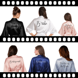 Satin Bridal Robes: Bridal Party Personalised Robes