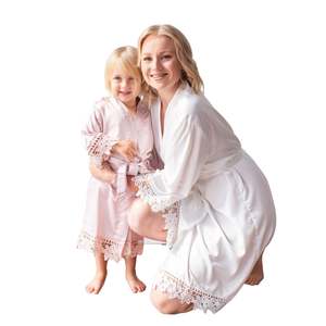 Lux Lace Satin Flower Girl Robe | Personalised or Plain