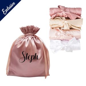 Satin Bridal Robes: Satin Gift Bag Champagne Pink | Personalised or Plain