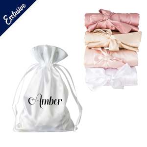 Satin Bridal Robes: Satin Gift Bag White | Personalised or Plain
