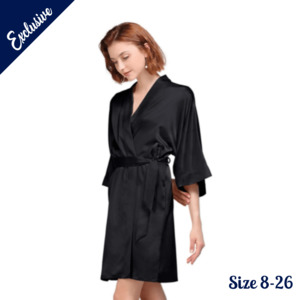 Stunning Satin Bridal Robe - Black | Personalised or Plain