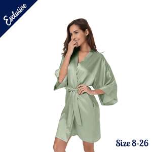 Satin Bridal Robes: Stunning Satin Bridal Robe - Sage | Personalised or Plain