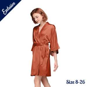 Stunning Satin Bridal Robe - Burnt Orange | Personalised or Plain