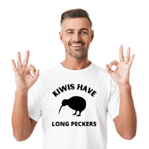 Hen Stag Personalised T Shirts: KIWIS HAVE LONG PECKERS T SHIRT