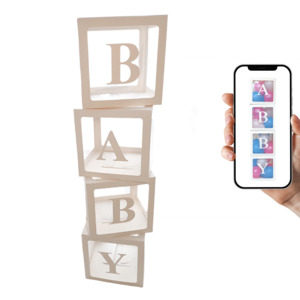 Baby Balloon Boxes White Plus Bonus Letters for any occasion