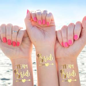 Temporary Tattoo Bride and Team Bride Gold