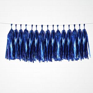 Metallic Deep Blue Tassel Garland Set 15 Piece