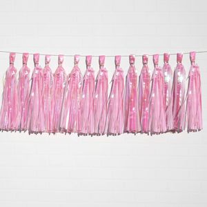 Holographic Pink Tassel Garland Set 15 Piece