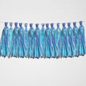 Holographic Blue Tassel Garland Set 15 Piece