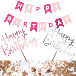 Hen Stag Personalised T Shirts: Birthday Starter Pack - Pink and Rose Gold