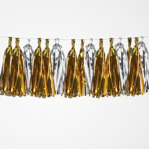 Tassels: Metallic Gold & Metallic Silver Tassel Garland Set 15 Piece