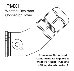 Quest - IPMX1 - IP 67 Weather Resistant Connector Cover for MX Series Cabinets - Black.