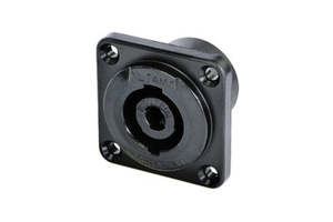 Neutrik Connectors 1: Neutrik - NLT4MPXX-BAG - 4 pole male chassis connector, black metal housing, 1/4“ flat tabs.