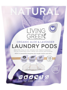 Living Green Natural Laundry Pods, Lavender + Aloe, 18 Pack