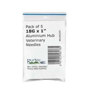 Products: Rurtec Aluminium Hub Vet Needles 18g x 1" - 5 pack - Living Rural