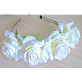 Products: Large Flower Rose Headband - White