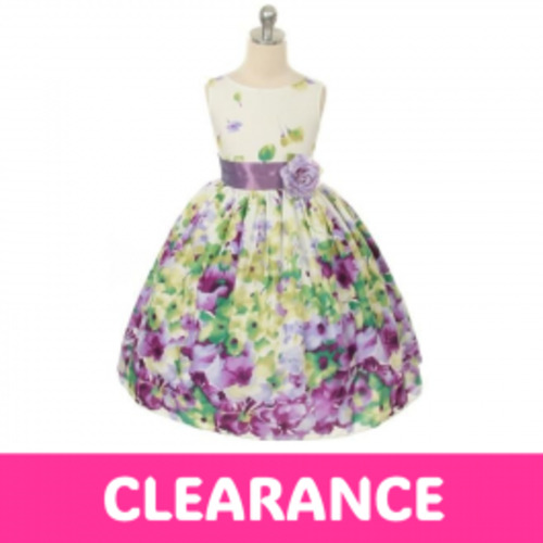 Products: Beautiful flower printed dress, accented with a colour sash & flower