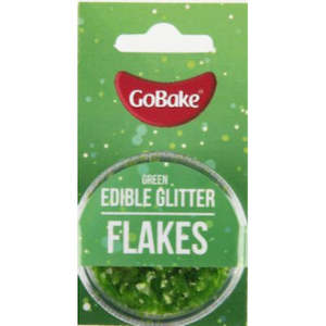 GoBake Edible Glitter Flakes Green 2g