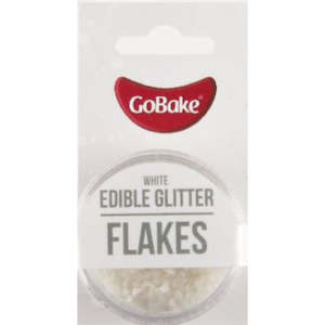 Edible Glitters: GoBake Edible Glitter Flakes White 2g