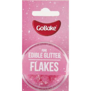 GoBake Edible Glitter Flakes Pink 2g