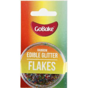 Edible Glitters: GoBake Edible Glitter Flakes Rainbow 2g