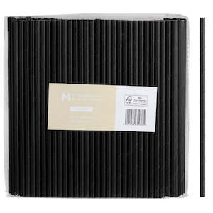 M Regular Paper Straws 6mm x 200mm Black | 250/Pack