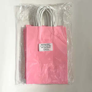 Twist Handle Bags 1: Pink Paper Bag with White Twist Handle #1 210x150x80mm 12/Pack
