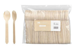 M Wooden Desert Spork 160mm | 1000/Ctn