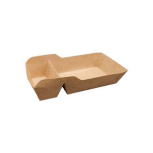 Eco Trays: Kraft Boat Tray 2 Compartment 132x85x42mm (440ml) 25/Pack