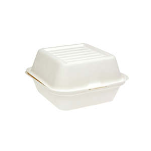 Sugarcane Clamshells: Sugar Cane Regular Burger Clam 150x150x80mm 50/Pack