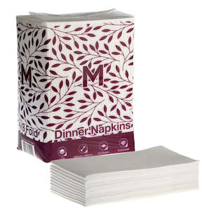 Dinner Serviettes: M Linen Look Dinner Napkins 1Ply 1/8 Fold White | 50/Pack