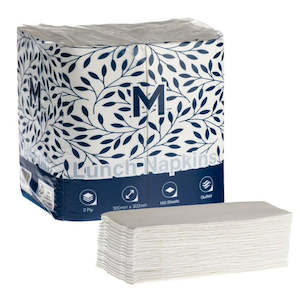 Luncheon Serviettes: M Quilted Lunch Napkins 2ply 1/8 Fold White | 1200/Ctn