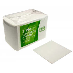 White Luncheon Serviettes 1Ply 1/4 Fold 3000/Ctn