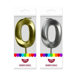 Candles: GoBake Metallic Number #0 Candle | Each