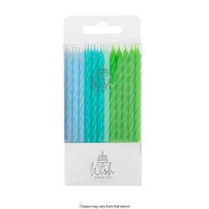 Candles: Wish Blue to Green Spiral Candles 8cm | 24/Pack