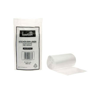 Rubbish Bin Liners: Bastion Kitchen Bin Liners White 18 Litre  | 50/Pack